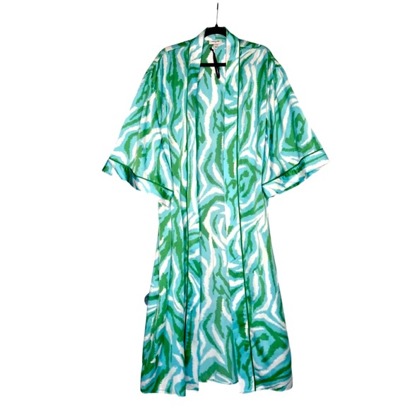 Target x DVF Long Satin Disco Zebra Green Robe - Picture 2 of 13